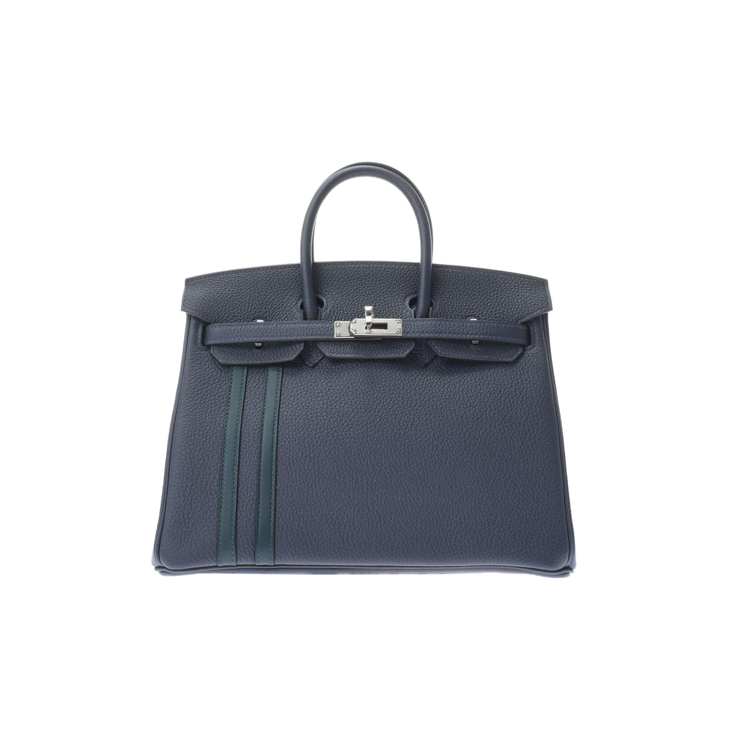 HERMES MASTER BIRKIN 25 TOGO LEATHER SAPPHIRE BLUE AND PEACOCK GREEN SILVER BUCKLE 476967 (25*20*13cm)